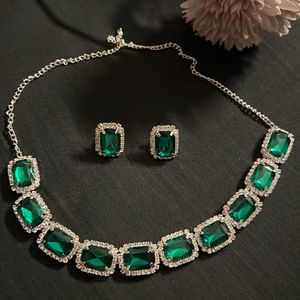 Green Stone Diamond Necklace