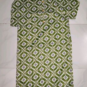 Olive Green Printed Kurti