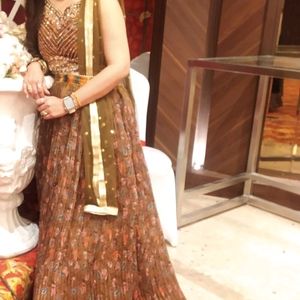 Heavy Embroided Top With Crushed Lehnga