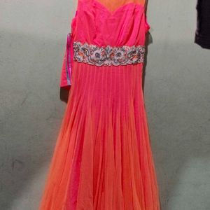 Multi Neon Anarkali Gown