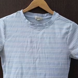 Ribbed Cotton Blue Top