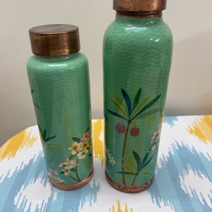 Two Copper bottles With Printed Design 1L & 500ml