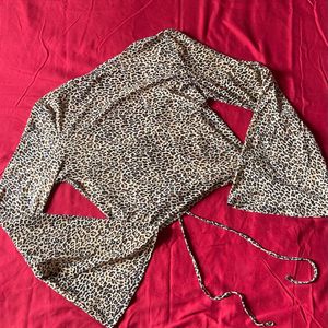 Shein Leopard Drawstring Top