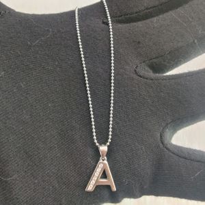 925 Silver A Letter Pendent With Chain