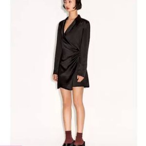 ZARA black Mini Deep Neckline Dress