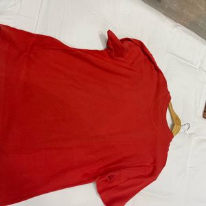 Zara Knit T-shirt Red, Contrast Print T-shirt