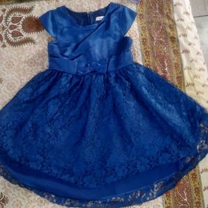 Royal Blue, Satin With Net, Girls Frock