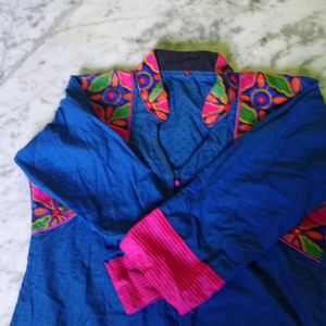 Blue Kurti With Beautiful Kadhi