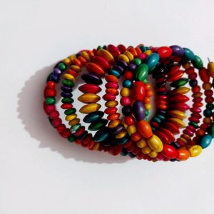 Multicolor Wooden Beads Bracelet