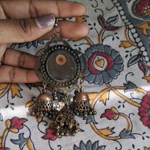 Brown Oxidised Jhumka earrings