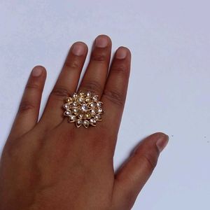 Golden Crystal party Wear Stylish Ring