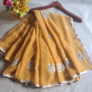 Mustard Clr Saree