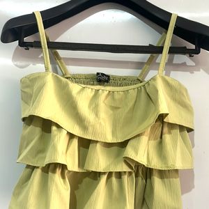 Lime green Ruffles Crop Top With Ruched Back