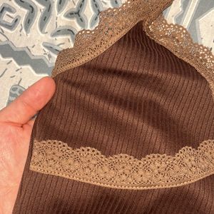 H&M Brown Lace Cami Top