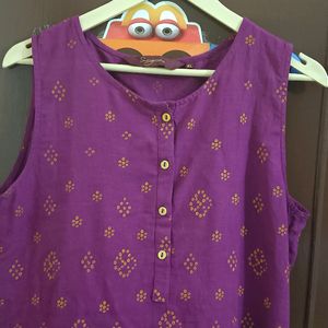 Purple And Golden Kurti