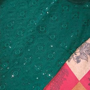 GREEN CHIKANKARI KURTI