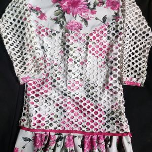 Stylish Floral Mesh Top