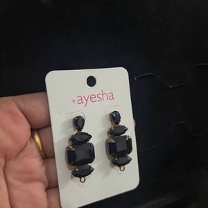 Statement Designer Black And Gold Earrings