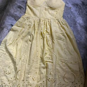 Yellow Padded A LINE DRESS