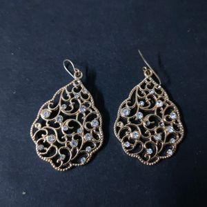 Gold Plated With Diamond Earring (Unused)