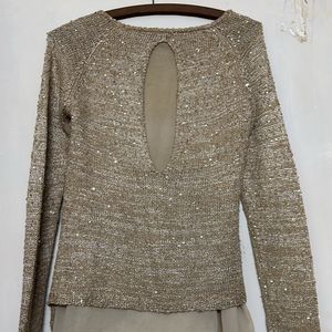 Glitter Gold Sequins Sweater Blouse