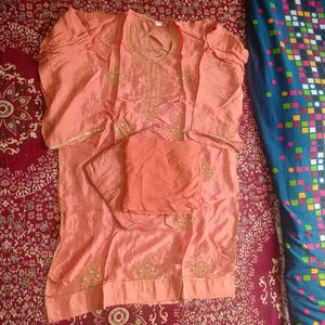 Unstitched Coral Party Wear Wedding Suit