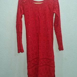 Red Sequence Work Kurti(Size-XS/S)