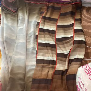 half hal brown georgette saree