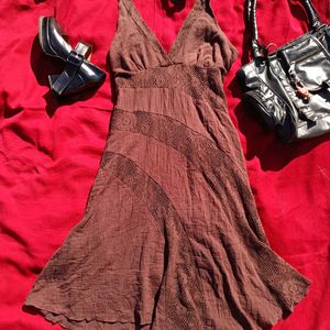 Y2k Khaki Midi Dress 🤎