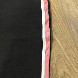 Zara Black Pants With Pink And White Stripes
