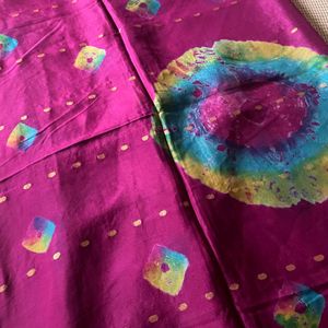 Pink And Blue Silk Saree