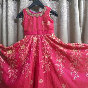 Dark Pink Ethnic gown for girls!