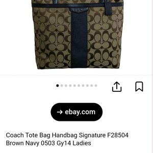 COACH Signature Canvas and Patent Tote