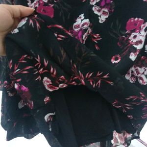 Red Tape Black Ruffle Sleeve Floral Top