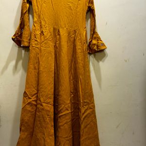 Mustard Colour Anarkali Kurta Size M