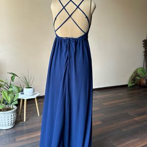 Blue Multiway Tie Up Criss Cross Dress (bust:30-34