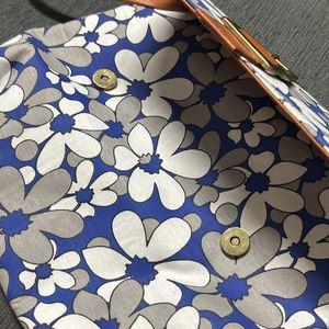 Brand New Sling Bag Floral White And Blue With Cl