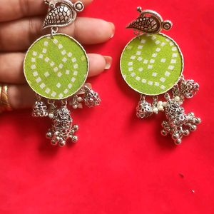 Light Green Bandhni Earrings