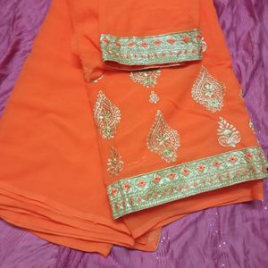 Party Wear Saree With Blouse Pcs