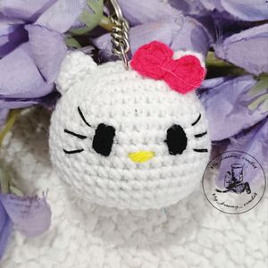 Amigurumi Hellokitty Face Keychain