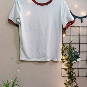 White Red Outlined Tee