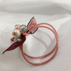 Korean Rubber Band Aesthetic Pearl Pink Ribbon