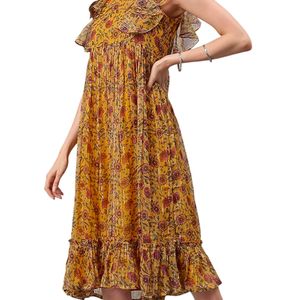 Janasya Midi Dress Mustard Color