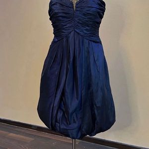 Blue Embellished Silk Baloon Dress