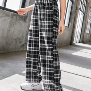 Korean Check Print Women Trousers