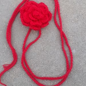 Crochet Red Rose Choker