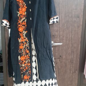 🖤🧡NEW 2 IN 1 BLACK &WHITE DESIGNING KURTA🖤🧡🖤