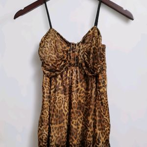 Leopard Print Lace Trim Top (Women)