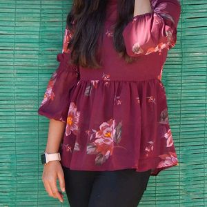 Cute Floral Peplum Top