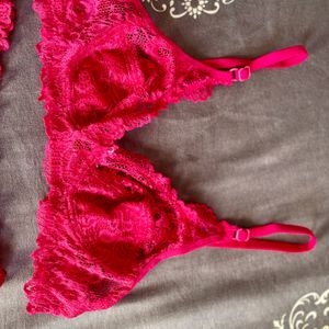 Hot Pink Bridal Lingerie Set For Women